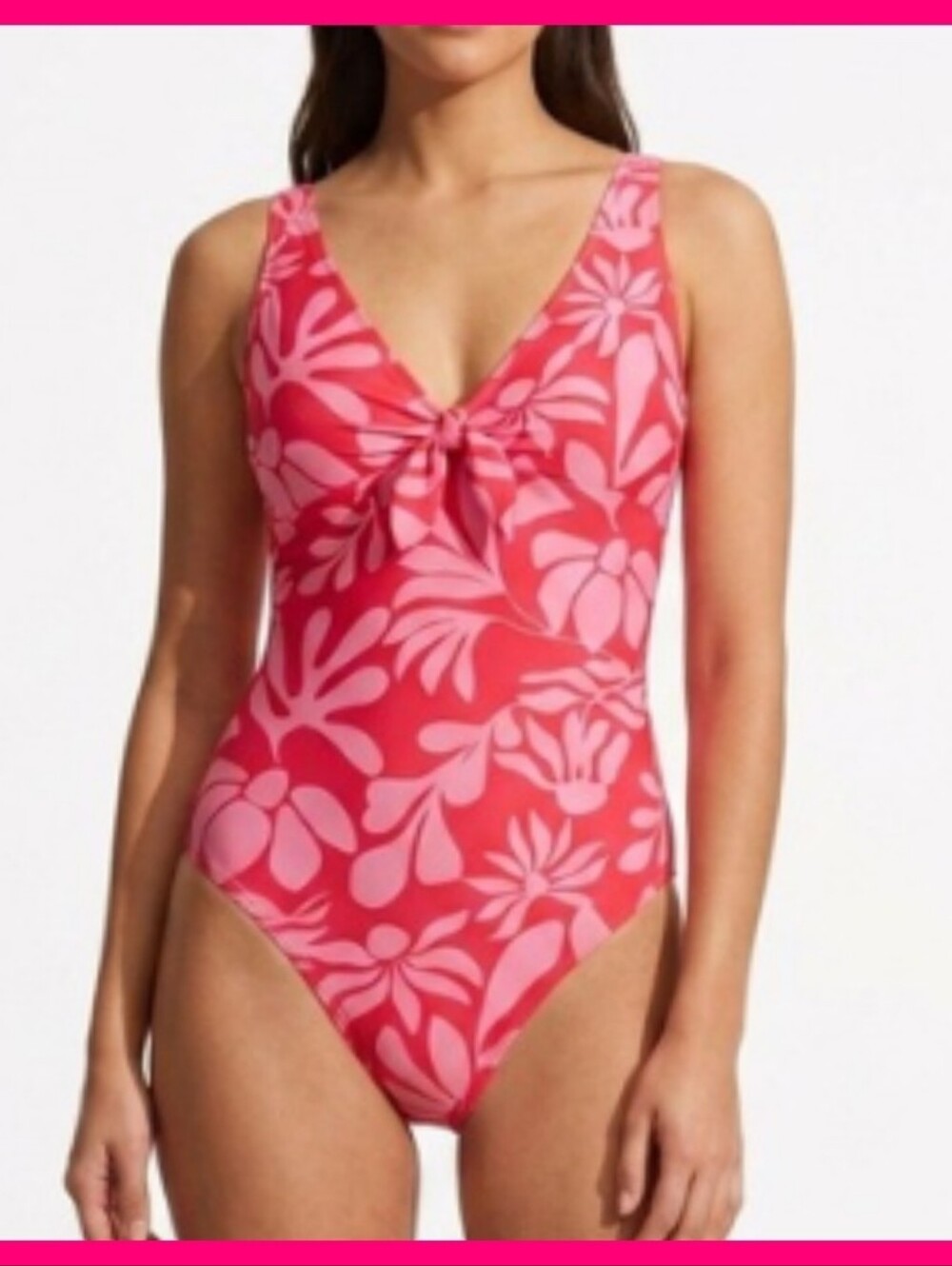 Shade & Shore Pink & Red One- Piece Floral Swimsuit Medium Target